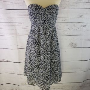 Forever 21 Navy and White Strapless Floral Sundress